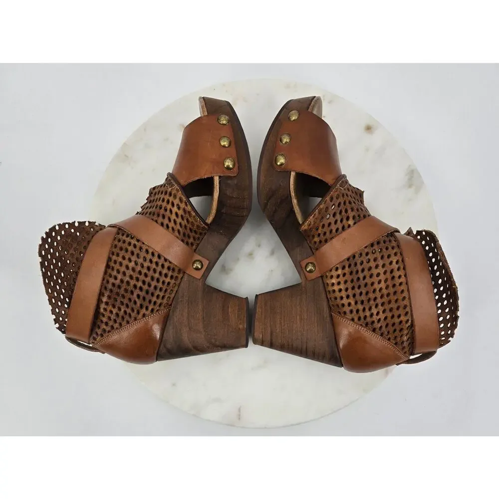Free People Indie Festival Boho Rendering Mesh Leather Clog‎